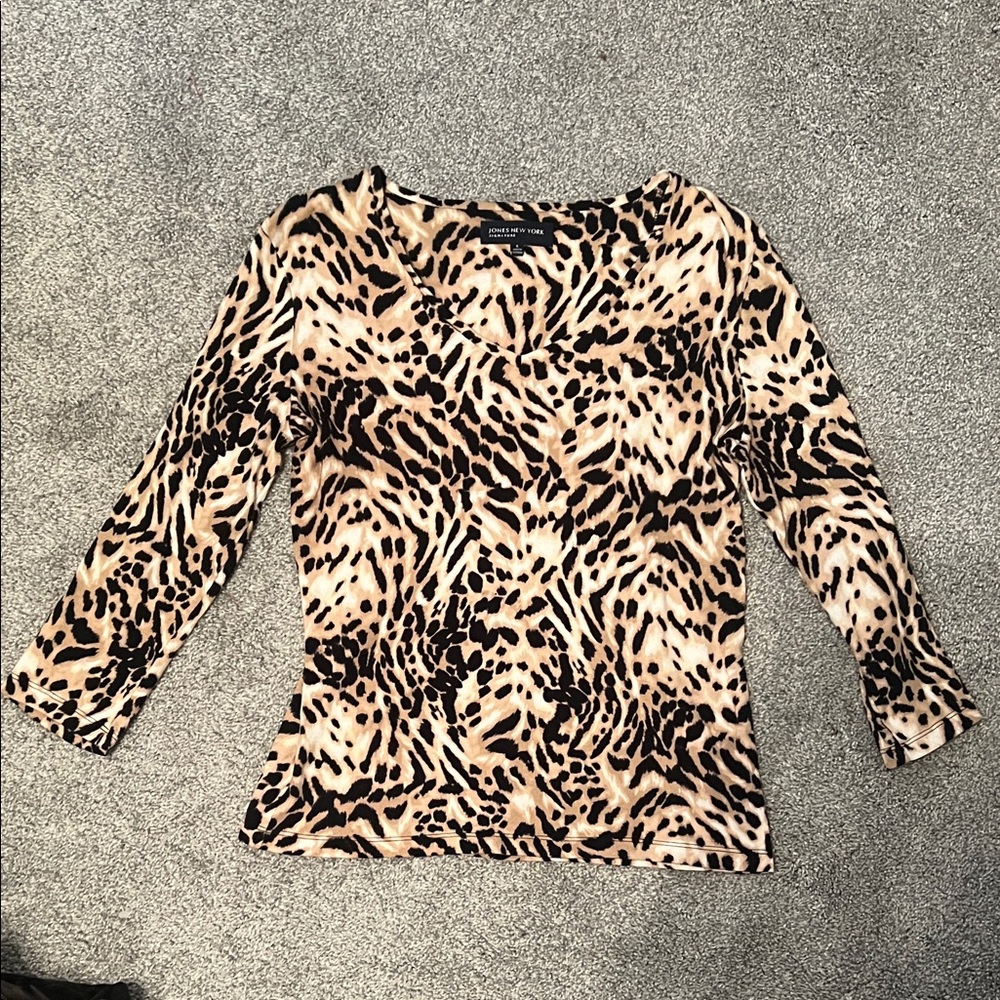 Jones New York Animal Print quarter Sleeve Top